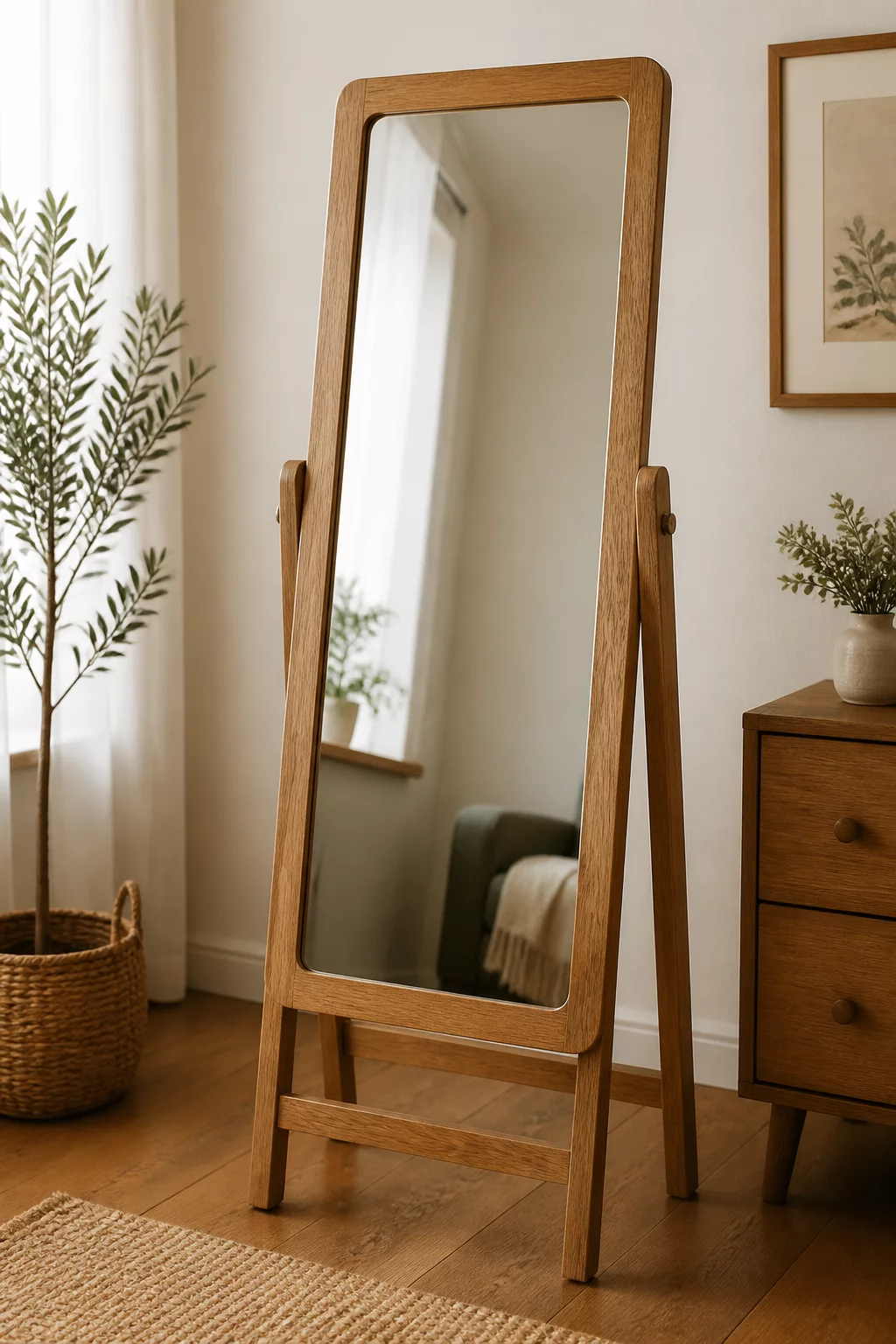 Wooden Standing Mirror